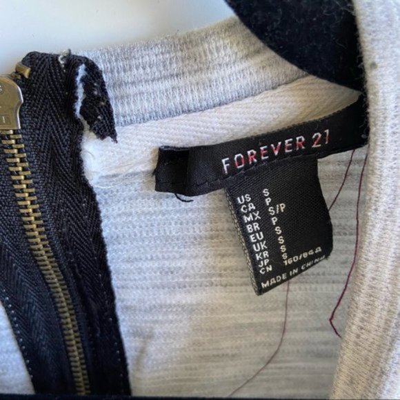 Forever 21 Grey Stripe Zipper Short Sleeve T-shirt - Picture 7 of 7